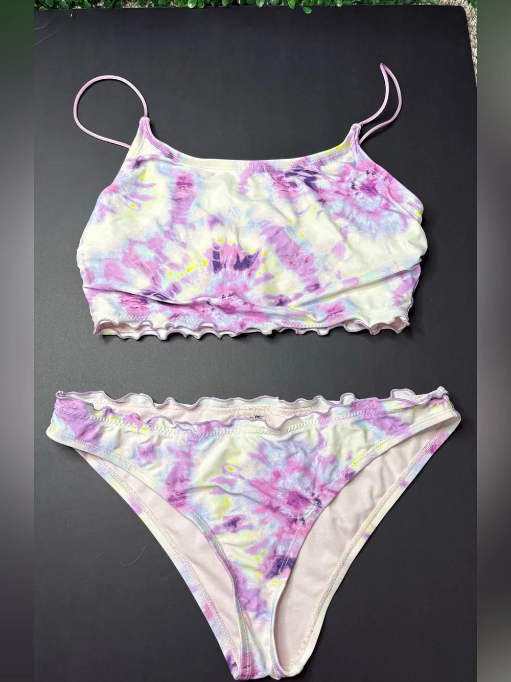 Wallflower Light Pink ruffle-Trim Bikini Top